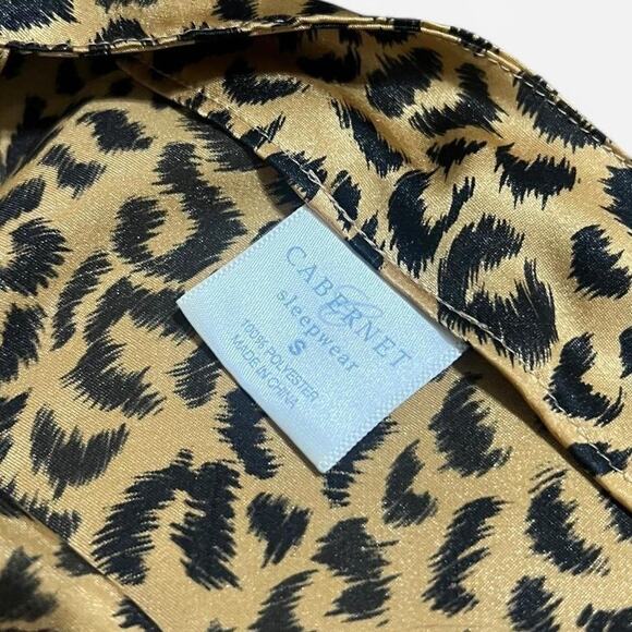 Y2K Cabernet Brown & Black Leopard Print Satin Glam Maxi Nightgown Slip Dress S - Picture 7 of 7